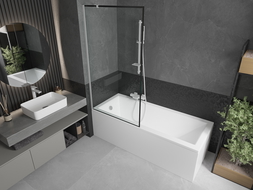 Mexen Next sprchová zástěna jednokřídlá 90 x 150 cm, černý rám, bílá - 895-090-000-00-70-20