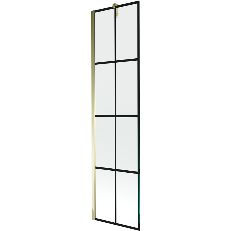Mexen Next vanová zástěna 1-křídlová 50 x 150 cm, černá mřížka, zlatá - 895-050-000-00-77-50