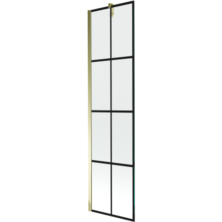 Mexen Next vanová zástěna 1-křídlová 50 x 150 cm, černá mřížka, zlatá - 895-050-000-00-77-50