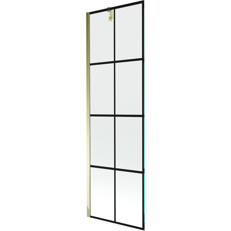Mexen Next sprchová zástěna 1-křídlová 60 x 150 cm, černá mřížka, zlatá - 895-060-000-00-77-50
