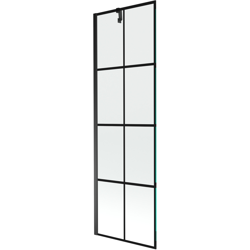 Mexen Next vanová zástěna jednokřídlá 60 x 150 cm, černá mřížka, černá - 895-060-000-00-77-70