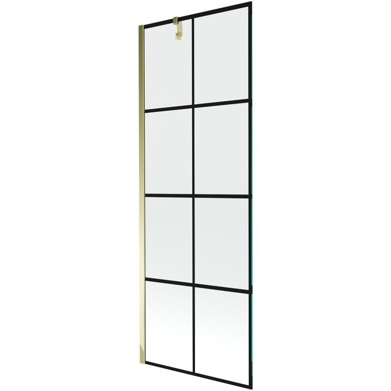 Mexen Next sprchová zástěna 1-křídlová 70 x 150 cm, černá mřížka, zlatá - 895-070-000-00-77-50