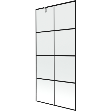 Mexen Next jednokřídlová koupelnová zástěna 100 x 150 cm, černá mřížka, chrom - 895-100-000-00-77-01