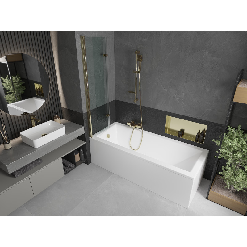 Mexen Castor vanová zástěna 2-dílná 80 x 150 cm, transparentní, zlatá - 892-080-002-50-00