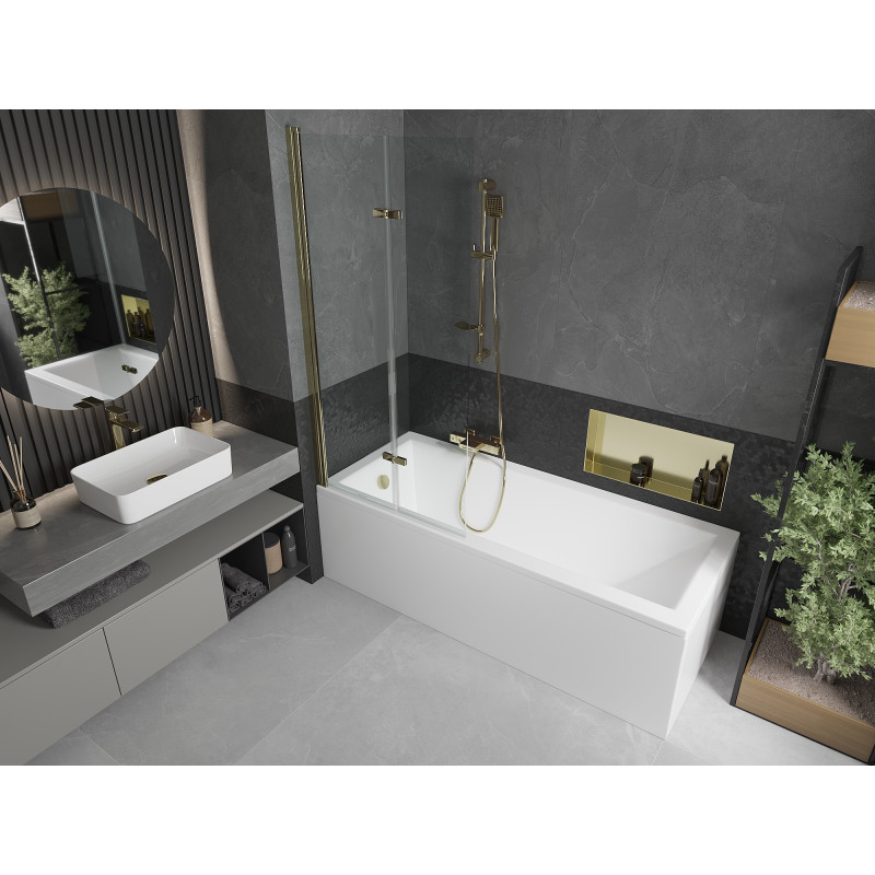 Mexen Castor vanová zástěna 2-dílná 80 x 150 cm, transparentní, zlatá - 892-080-002-50-00