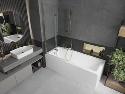 Mexen Castor vanová zástěna 2-dílná 80 x 150 cm, transparentní, zlatá - 892-080-002-50-00