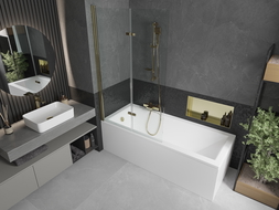 Mexen Castor vanová zástěna 2-křídlová 100 x 150 cm, transparentní, zlatá - 892-100-002-50-00