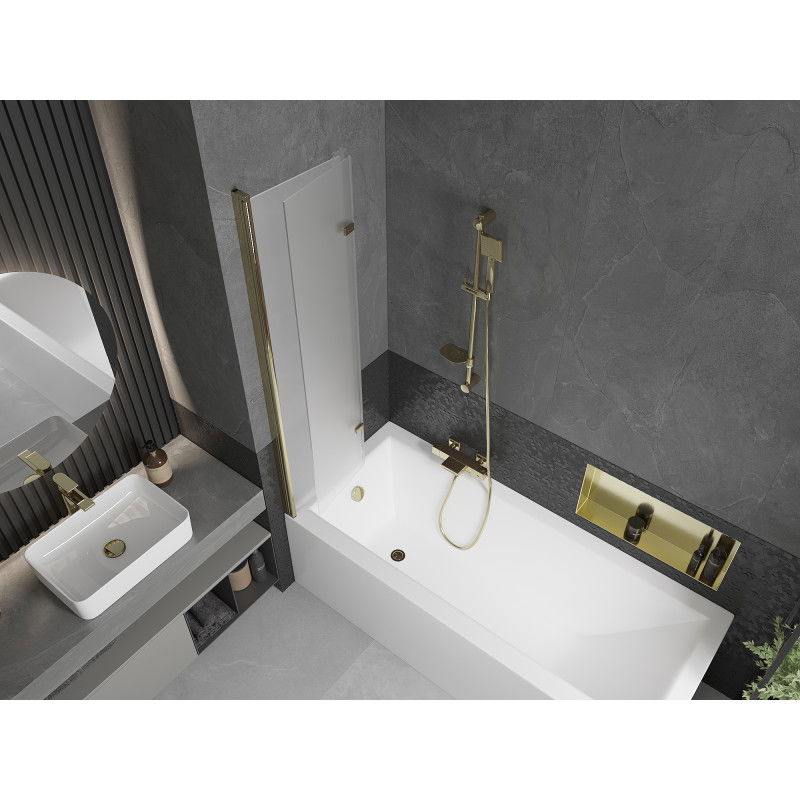 Mexen Castor vanová zástěna dvoukřídlá 80 x 150 cm, matné sklo, zlatá - 892-080-002-50-30