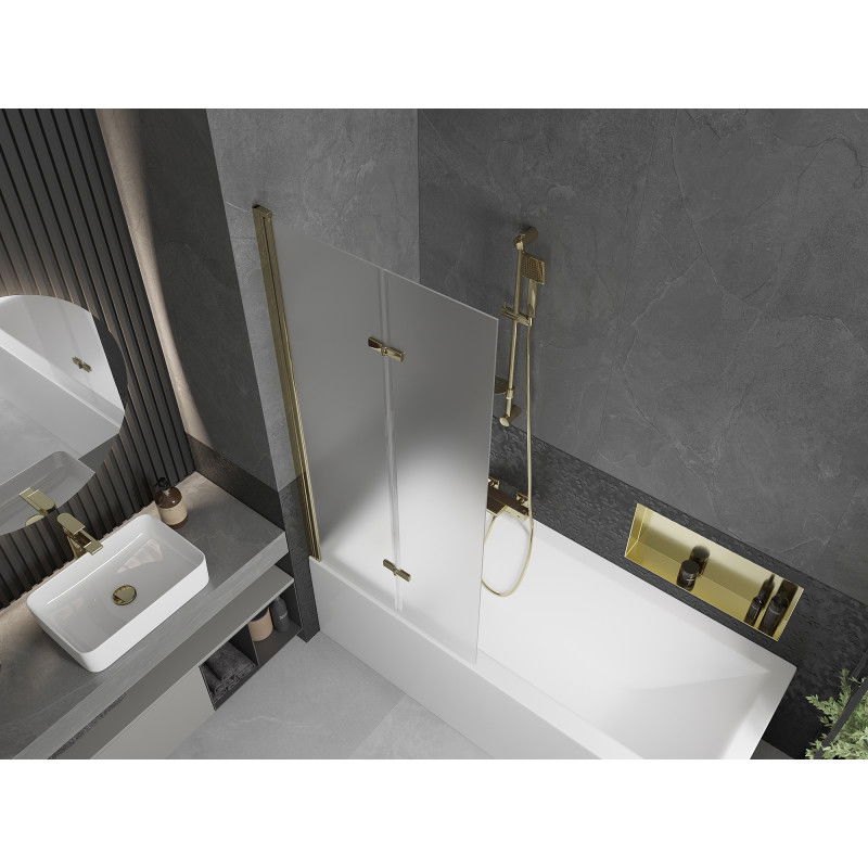 Mexen Castor vanová zástěna dvoukřídlá 80 x 150 cm, matné sklo, zlatá - 892-080-002-50-30