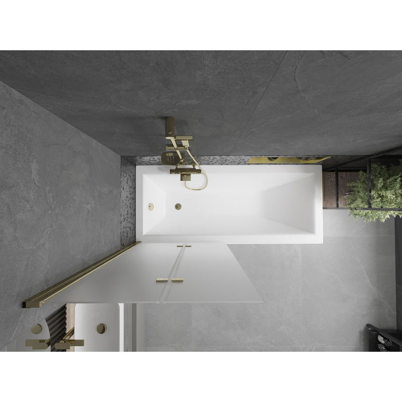 Mexen Castor vanová zástěna dvoukřídlá 80 x 150 cm, matné sklo, zlatá - 892-080-002-50-30