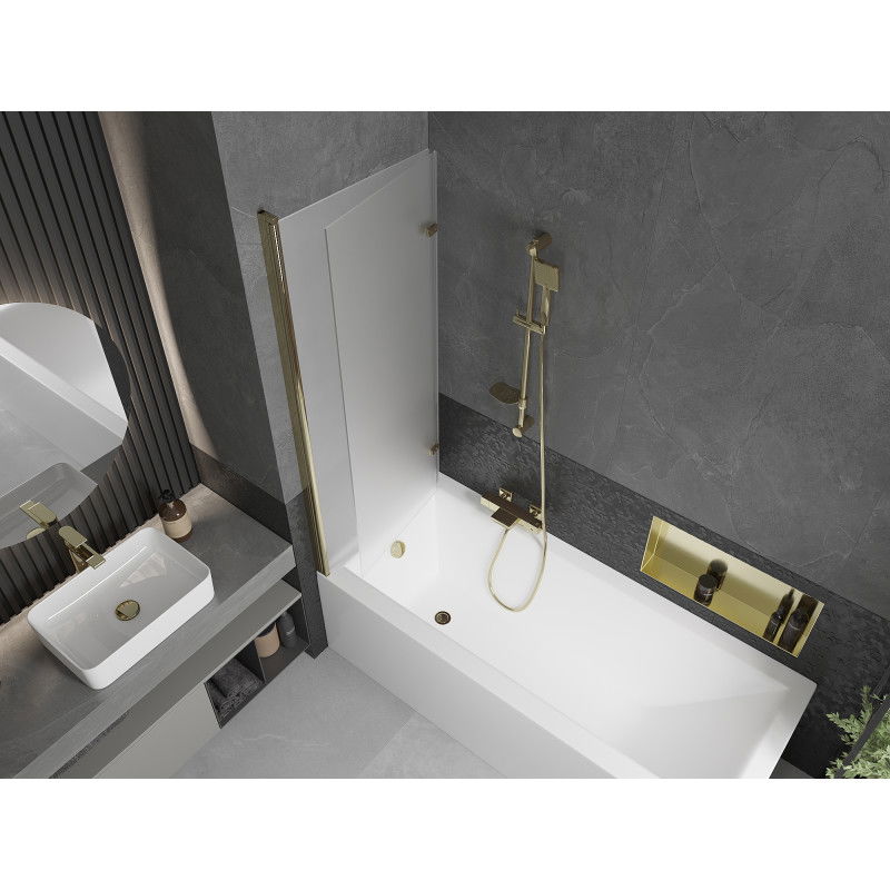 Mexen Castor sprchová zástěna dvoukřídlá 120 x 150 cm, matné sklo, zlatá - 892-120-002-50-30