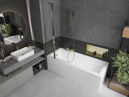 Mexen Flip dvoukřídlá vanová zástěna 80 x 150 cm, transparentní, zlatá - 894-080-101-50-00