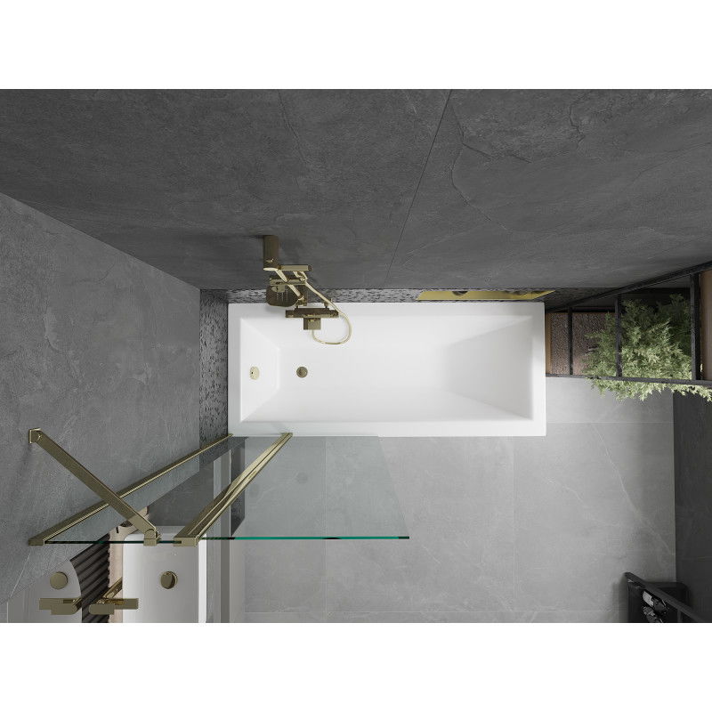 Mexen Flip dvoukřídlá vanová zástěna 80 x 150 cm, transparentní, zlatá - 894-080-101-50-00