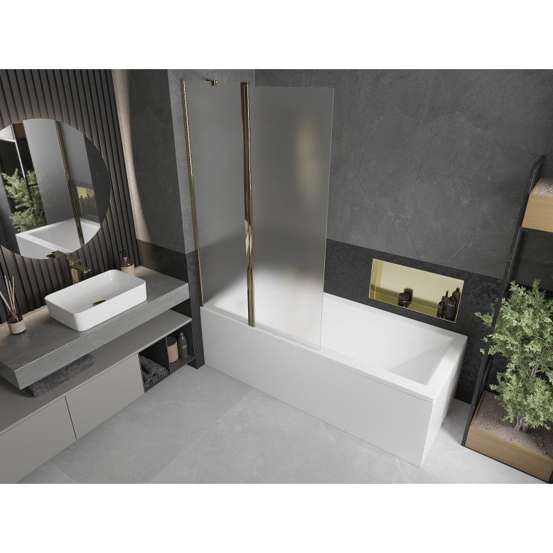 Mexen Flip vanová zástěna 2-křídlová 100 x 150 cm, matná, zlatá - 894-100-101-50-30