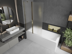 Mexen Flip vanová zástěna 2-křídlová 100 x 150 cm, matná, zlatá - 894-100-101-50-30