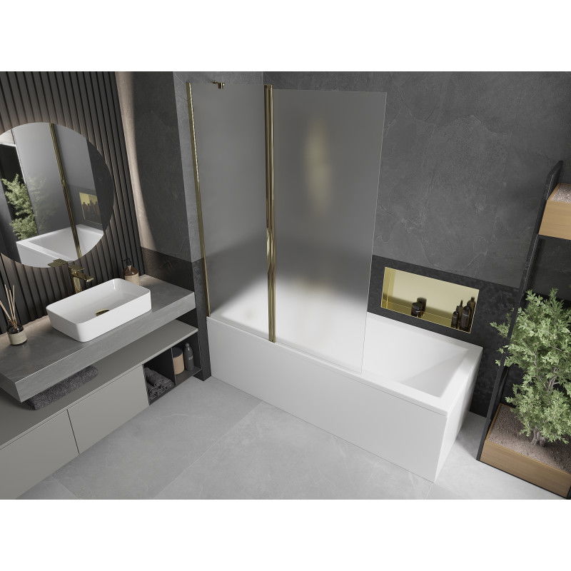 Mexen Flip vanová zástěna 2-dílná 120 x 150 cm, matná, zlatá - 894-120-101-50-30