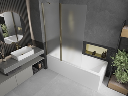 Mexen Flip vanová zástěna 2-dílná 120 x 150 cm, matná, zlatá - 894-120-101-50-30