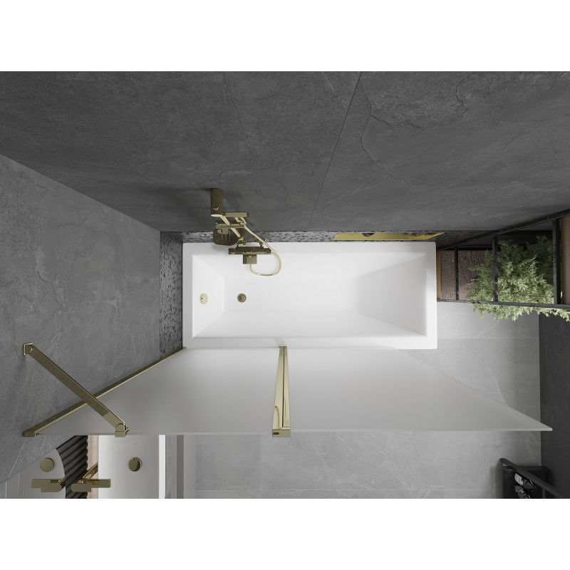 Mexen Flip vanová zástěna 2-dílná 140 x 150 cm, matné sklo, zlatá - 894-140-101-50-30