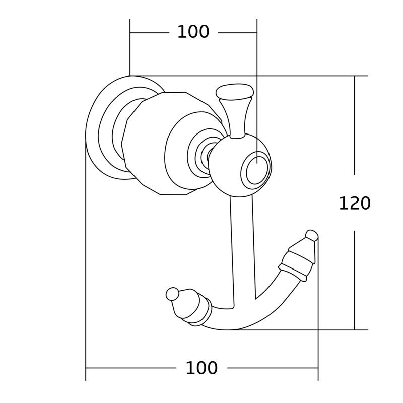 Mexen Estela dvojitý háček na ručník, chrom - 7011535-00
