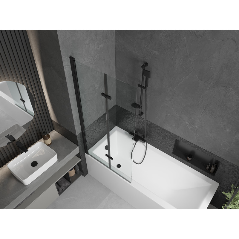 Mexen Castor vanová zástěna 2 křídla 80 x 150 cm, průhledné, Černá - 892-080-002-70-00