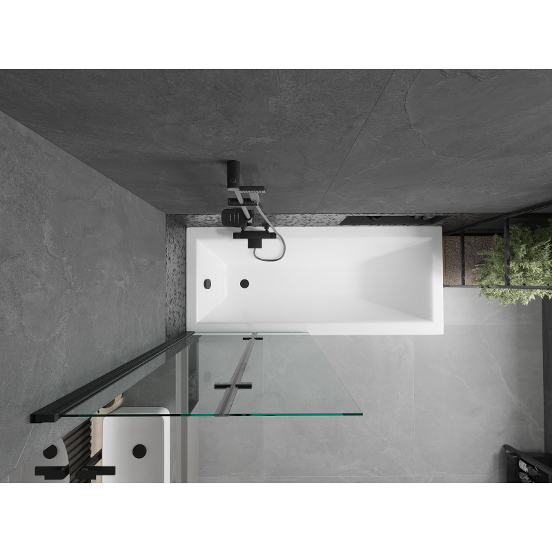 Mexen Castor vanová zástěna 2 křídla 80 x 150 cm, průhledné, Černá - 892-080-002-70-00