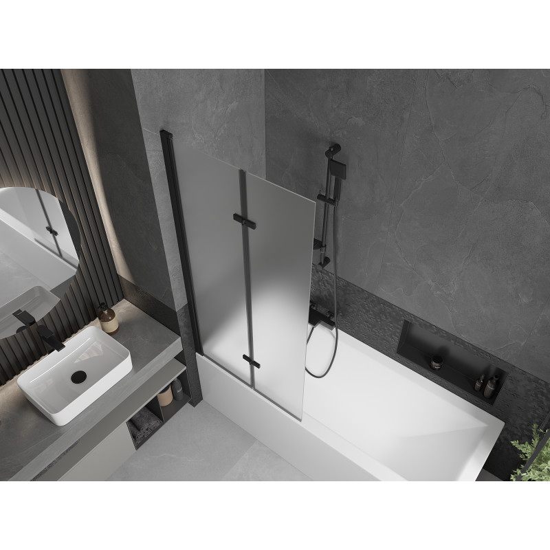 Mexen Castor vanová zástěna 2 křídla 80 x 150 cm, Vzor jinovatky, Černá - 892-080-002-70-30