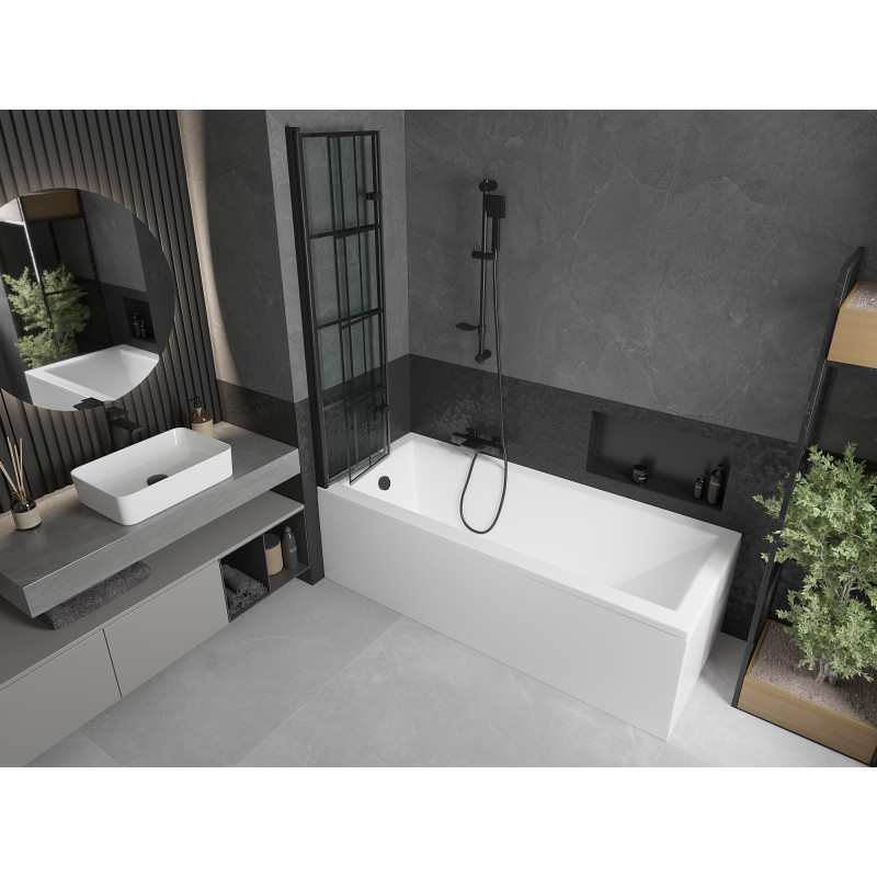 Mexen Castor vanová zástěna 2 křídla 80 x 150 cm, Černá vzor, Černá - 892-080-002-70-77