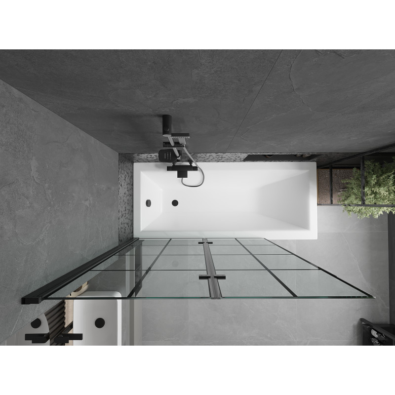 Mexen Castor vanová zástěna 2 křídla 120 x 150 cm, Černá vzor, Černá - 892-120-002-70-77