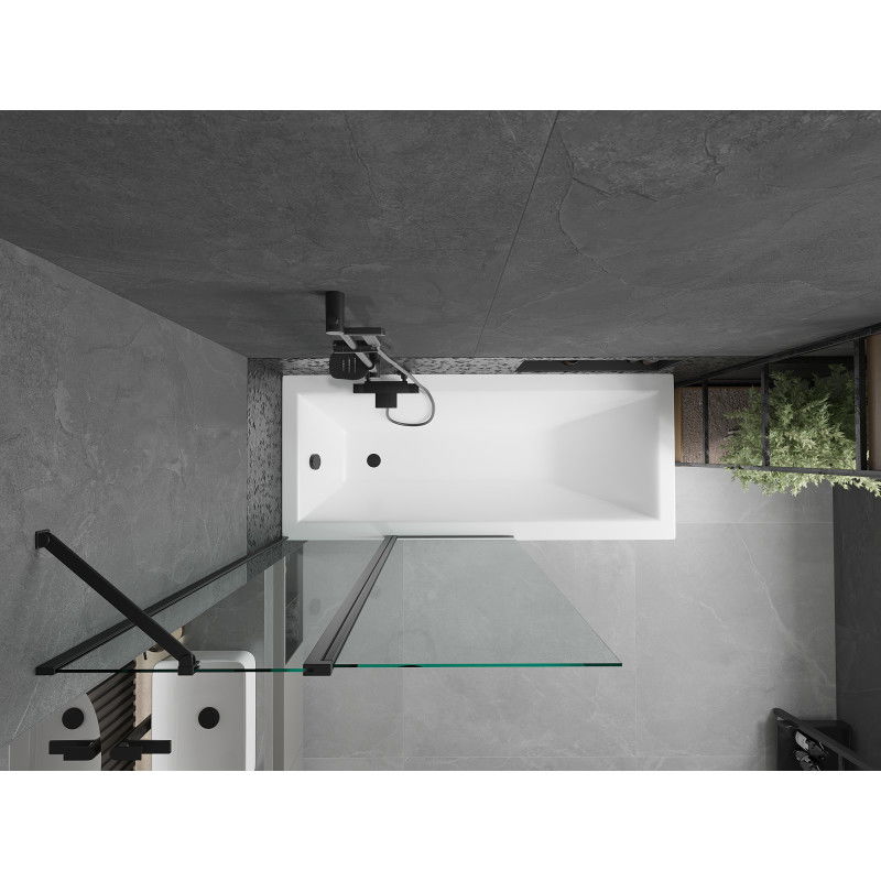 Mexen Flip vanová zástěna 2-dílná 100 x 150 cm, transparentní, černá - 894-100-101-70-00