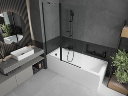 Mexen Flip vanová zástěna 1 křídlo 120 x 150 cm, průhledné, Černá - 894-120-101-70-00