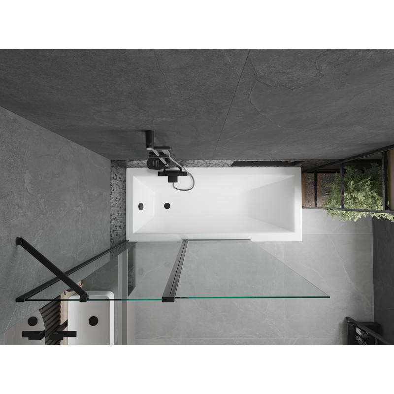 Mexen Flip vanová zástěna 1 křídlo 120 x 150 cm, průhledné, Černá - 894-120-101-70-00