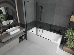 Mexen Flip vanová zástěna dvoukřídlá 140 x 150 cm, průhledná, černá - 894-140-101-70-00