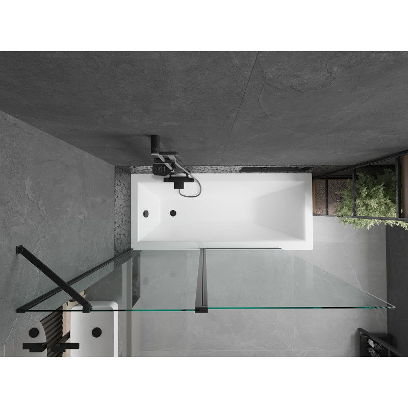 Mexen Flip vanová zástěna dvoukřídlá 140 x 150 cm, průhledná, černá - 894-140-101-70-00