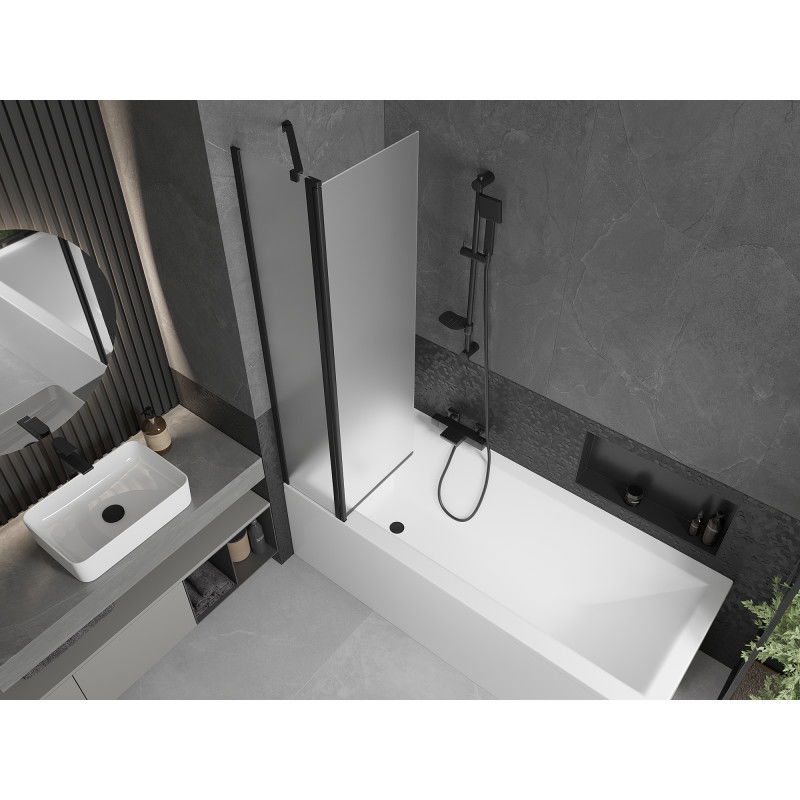 Mexen Flip vanová zástěna 2dílná 80 x 150 cm, matná, černá - 894-080-101-70-30