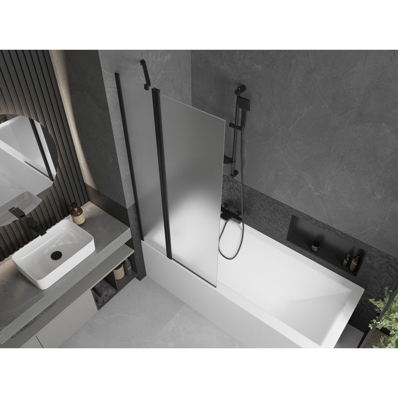 Mexen Flip vanová zástěna 2dílná 80 x 150 cm, matná, černá - 894-080-101-70-30