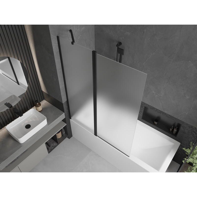 Mexen Flip vanová zástěna dvoukřídlá 120 x 150 cm, matné sklo, černá - 894-120-101-70-30