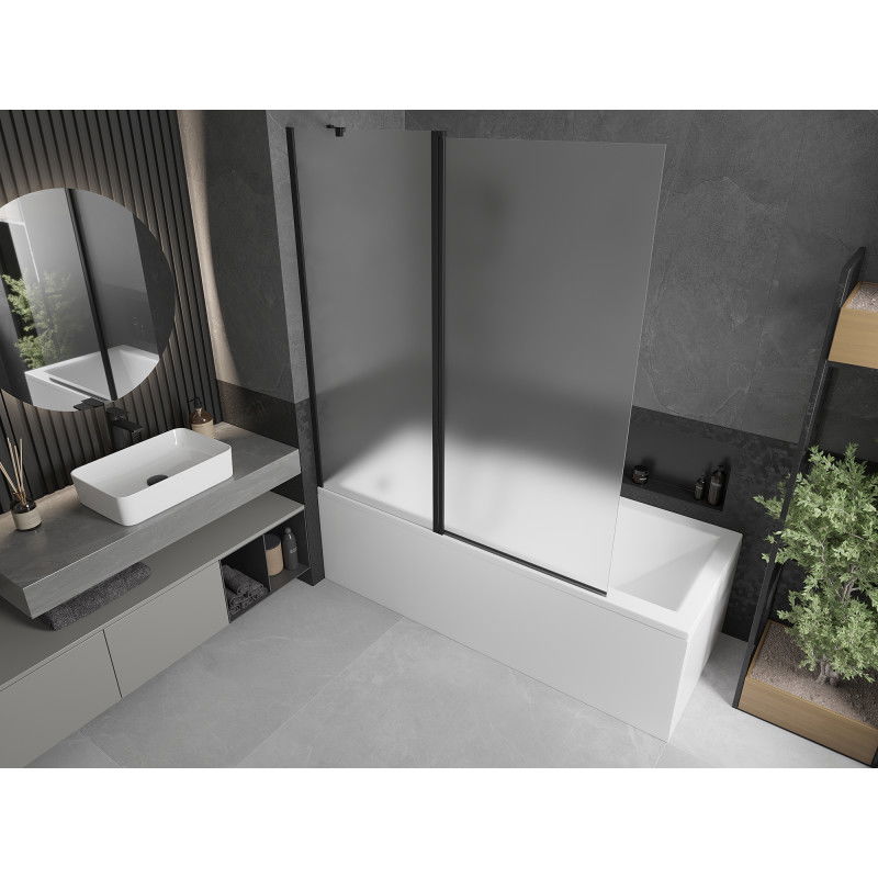 Mexen Flip vanová zástěna 2-křídlová 140 x 150 cm, matná, černá - 894-140-101-70-30