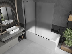 Mexen Flip vanová zástěna 2-křídlová 140 x 150 cm, matná, černá - 894-140-101-70-30