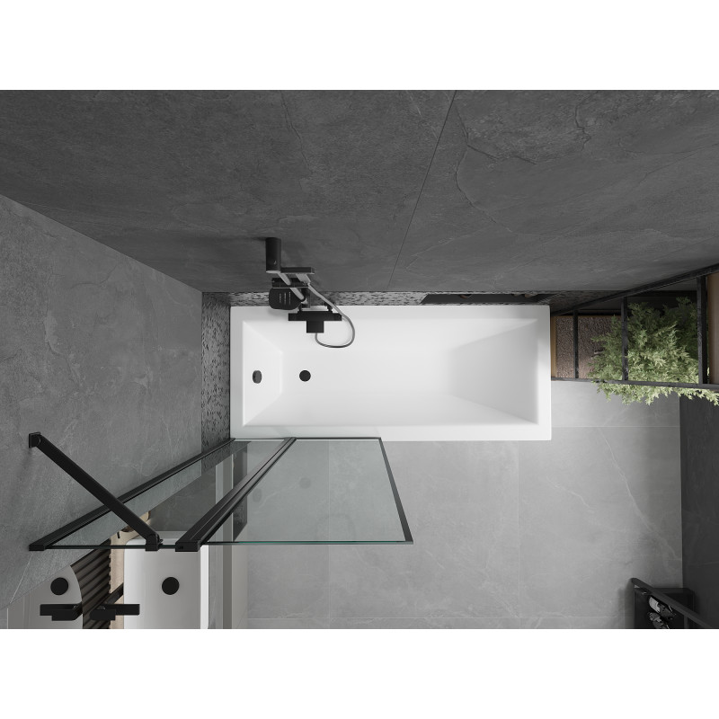 Mexen Flip vanová zástěna 1 křídlo 80 x 150 cm, Černá vzor, Černá - 894-080-101-70-70