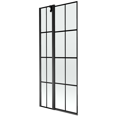 Mexen Flip dvoudílná vanová zástěna 80 x 150 cm, černá mřížka, černá - 894-080-101-70-77