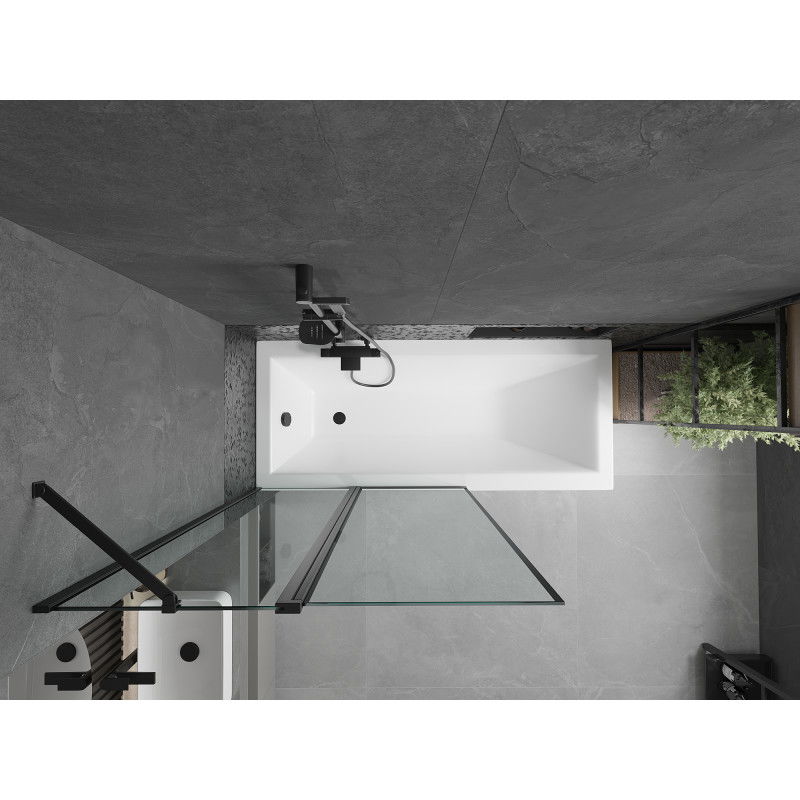 Mexen Flip dvoudílná vanová zástěna 100 x 150 cm, černý rámeček, černá - 894-100-101-70-70