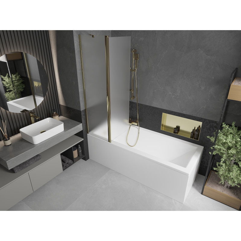 Mexen Flip vanová zástěna 2-křídlová 100 x 150 cm, matná, zlatá - 894-100-101-50-30