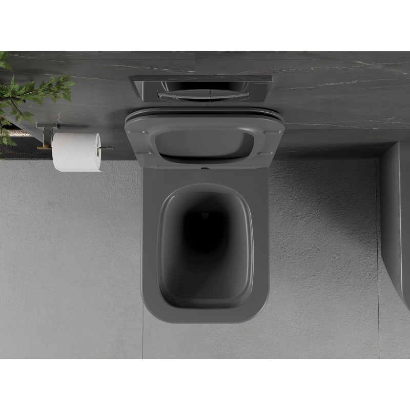 Mexen Madox WC mísa Rimless s pomalu padajícím prkénkem slim, duroplast, tmavě šedá mat - 30154061