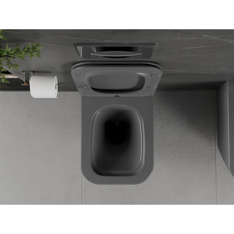 Mexen Madox wc mísa Rimless s pomalu padajícím slim prkénkem, duroplast, tmavě šedá mat - 30154061