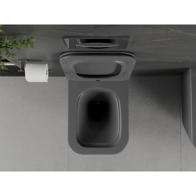 Mexen Madox WC mísa Rimless s pomalu padajícím slim sedátkem, duroplast, tmavě šedá mat - 30154061