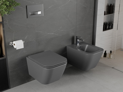 Mexen Madox wc mísa Rimless s pomalu padajícím slim prkénkem, duroplast, tmavě šedá mat - 30154061
