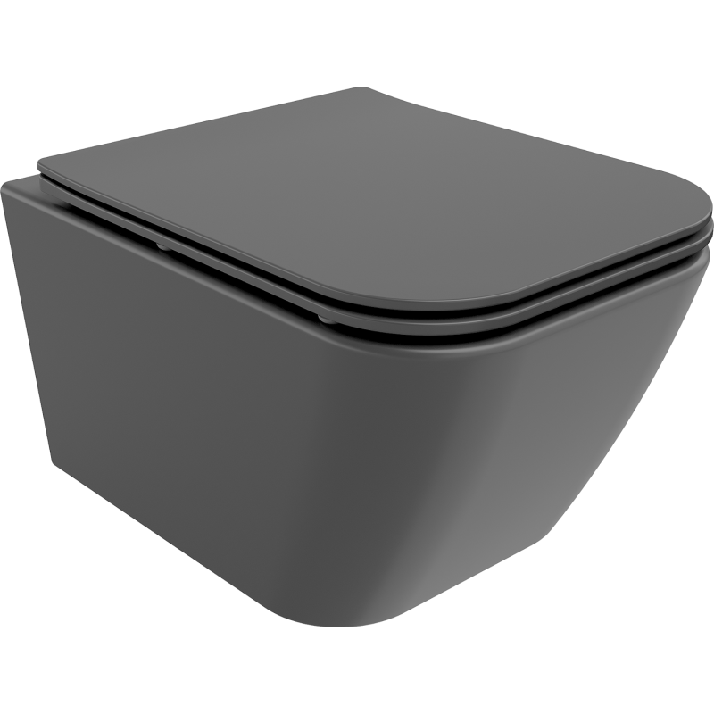 Mexen Madox wc mísa Rimless s pomalu padajícím slim prkénkem, duroplast, tmavě šedá mat - 30154061