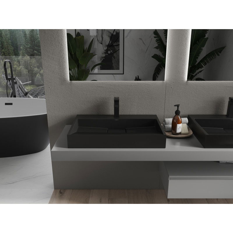 Mexen Ava umyvadlo na desku z konglomerátu 1/O 70 x 46 cm, černé - 23017071