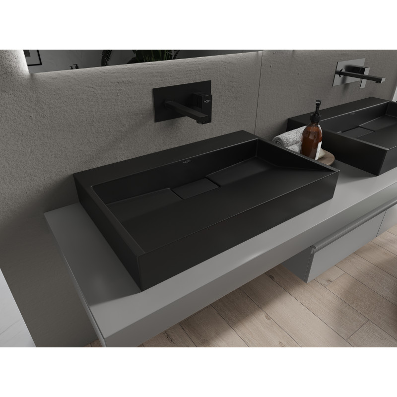 Mexen Ava umyvadlo na desku z konglomerátu B/O 70 x 46 cm, černé - 23017070