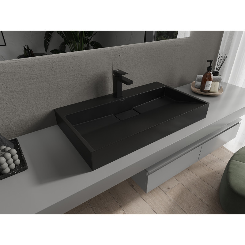 Mexen Ava umyvadlo na desku z konglomerátu 1/O 80 x 46 cm, černé - 23018071